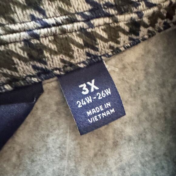 Lands End 3X 24W 26W Fleece lined Sweater Blazer Houndstooth NWT Academia Preppy - Picture 5 of 15